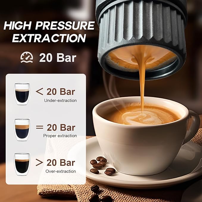 Portable Espresso Maker with Self-Heating, 2-in-1 Coffee Machine with Ground Coffee & NS Capsule, Khaki 7800mAh Espresso Machine for Travel, Outdoorlife, OfficeLife, BusinessTrip