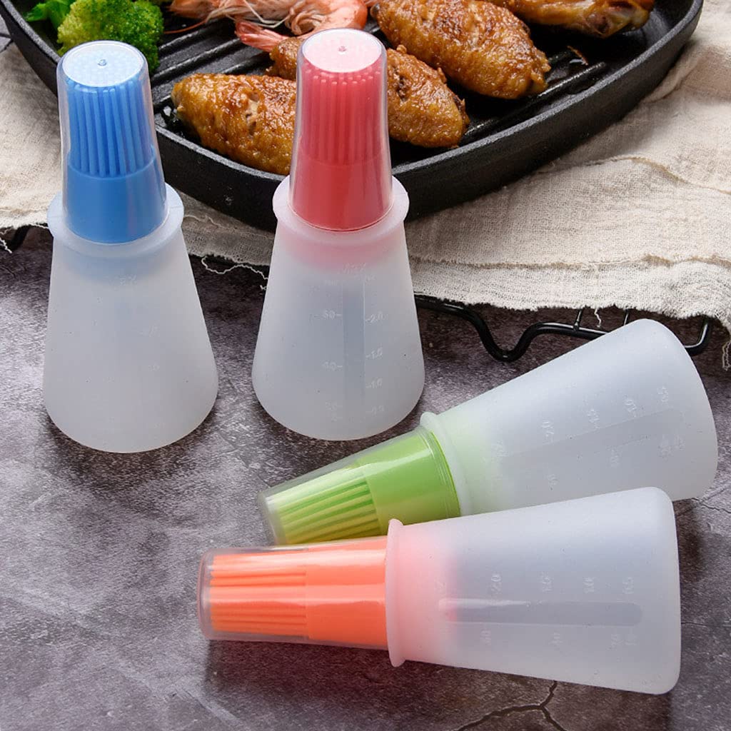 Silicone Oil bottle brush，BBQ/Pastry Basting Brushes,Silicone Cooking Grill Barbecue Baking Pastry Oil/Honey/Sauce Bottle Brush (4 PCS,orange)