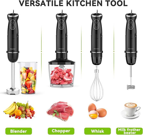 1000W 5 in 1 Immersion Blender Handheld BPA-Free 12 Speed Hand Mixer Stick