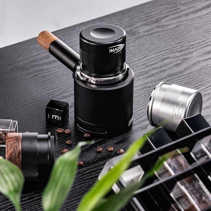 IKAPE Coffee Products, 51MM Espresso Tamper, Premium Barista Coffee Calibrated Tamper with Spring Loaded, 100% Stainless Steel Tamper Compatible with All 51MM Bottomless Portafilter (Silver)