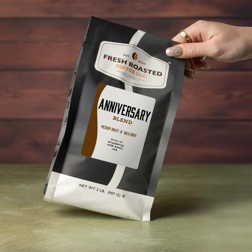Fresh Roasted Coffee, Anniversary Blend Drip Ground Coffee, Medium Roast, Kosher, 2 lb (32 oz)