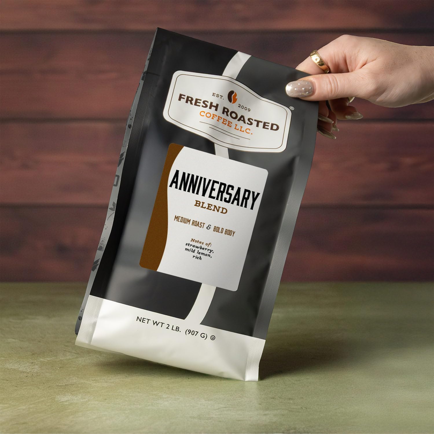 Fresh Roasted Coffee, Anniversary Blend Drip Ground Coffee, Medium Roast, Kosher, 2 lb (32 oz)
