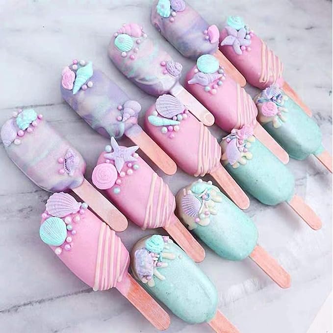 MEMOVAN Mermaid Theme Cake Fondant Mold 3pcs Seahorse Seashell Starfish Mermaid Tail Under the Sea Silicone Baking Mold for Chocolate Candy Cake Decoration Polymer Clay Gum Paste Craft