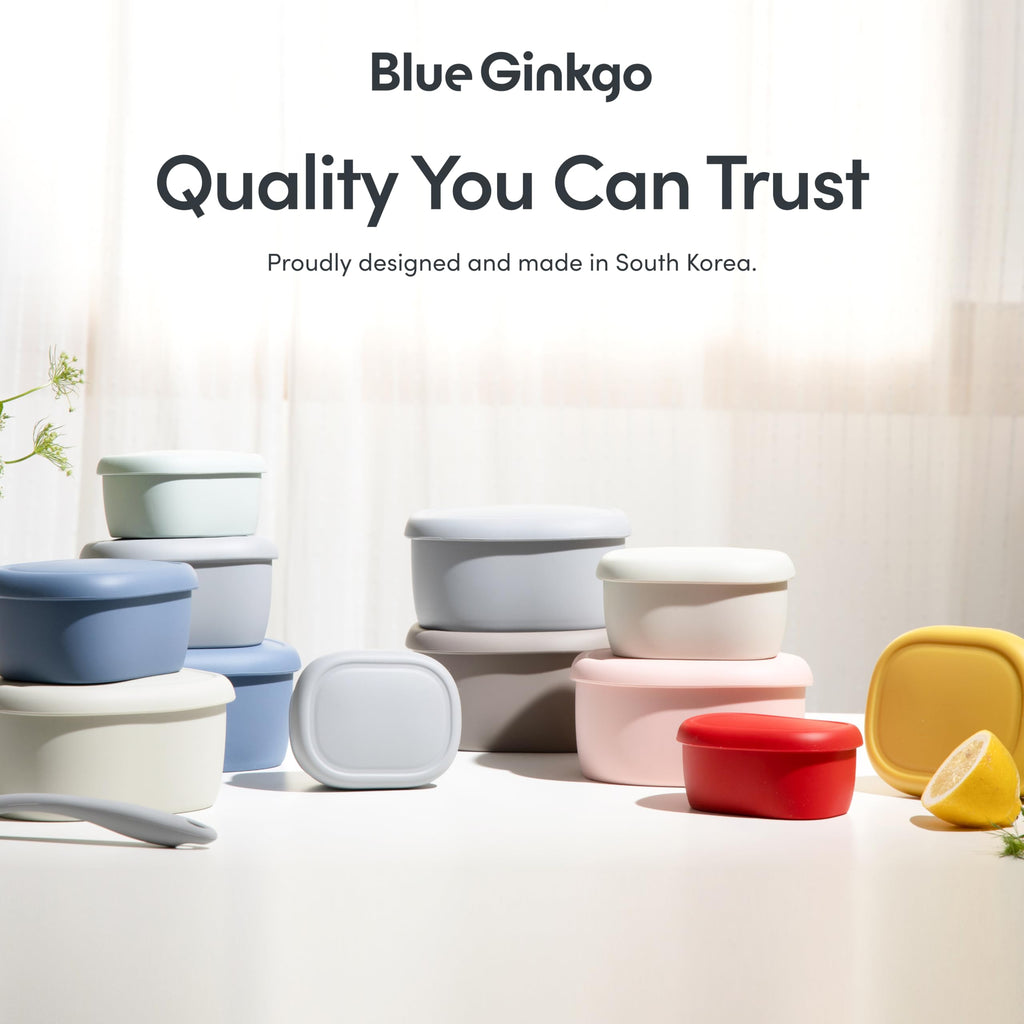 BLUE GINKGO Nesting Silicone Containers - Set of 3 Hard-Shell Silicone Food Storage Containers | BPA Free, Airtight, Dishwasher and Freezer Safe (6.7oz, 10oz, 20oz) - Red