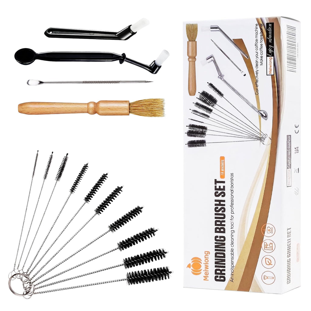 Meiwlong 14Pcs Coffee Machine Cleaning Brush Set, 5 Types Clean Brush Tools