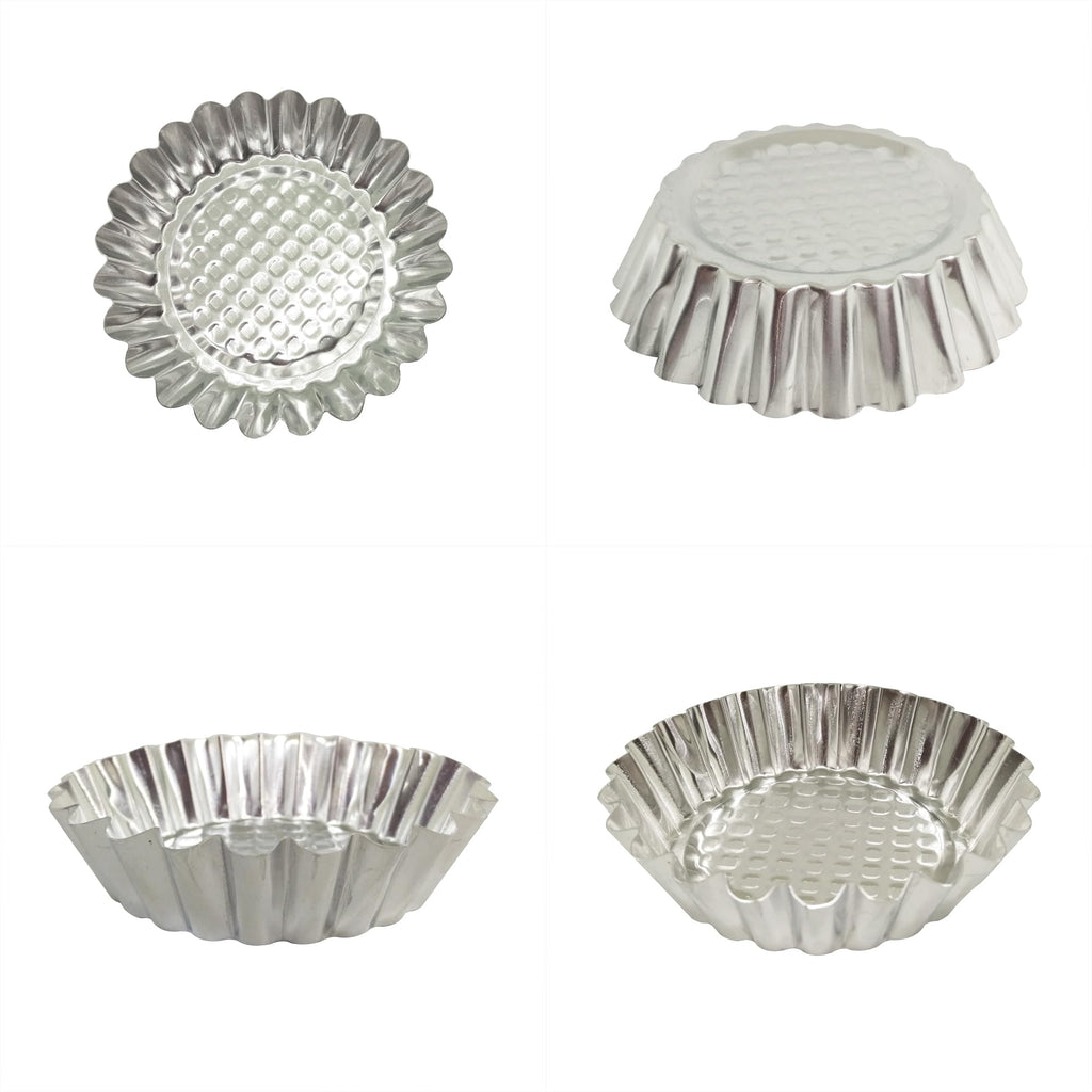 MYStar Set of 20, 3-3/4" Fluted Design Round Shape Non-stick Aluminum Tart Mold, Mini Pie Tin, Tartlet Pan