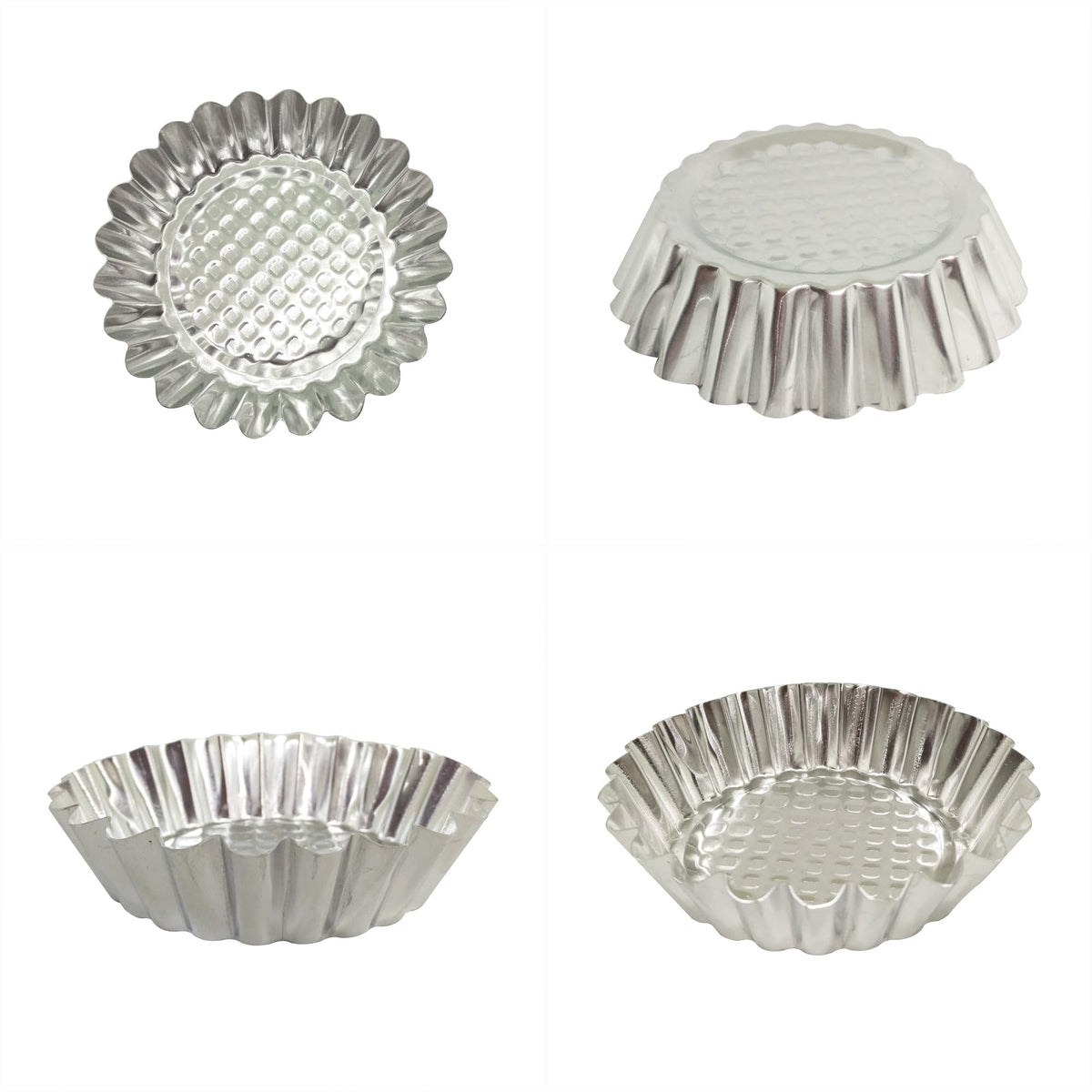 MYStar Set of 20, 3-3/4" Fluted Design Round Shape Non-stick Aluminum Tart Mold, Mini Pie Tin, Tartlet Pan