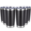 VQRRCKI 20 oz Tumbler Stainless Steel Tumblers Bulk with Lid Double Wall Insulated Coffee Tumbler Cups for Hot & Cold Drinks Powder Coated Travel Coffee Tumbler Mug Metal (Black, 6 pack)