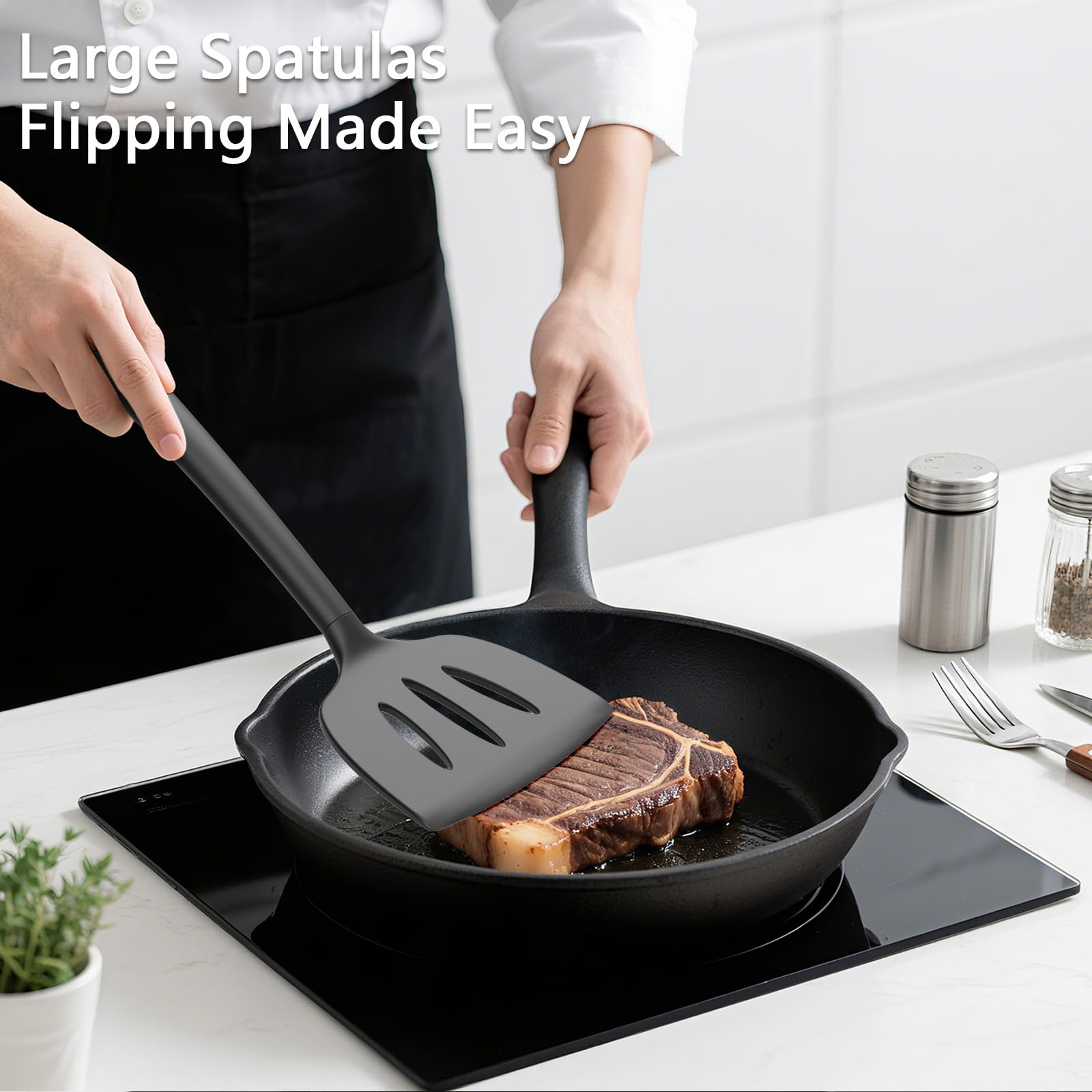 Coukre 3 Pack Silicone Spatula Set, Heat Resistant to 500°F, BPA-Free
