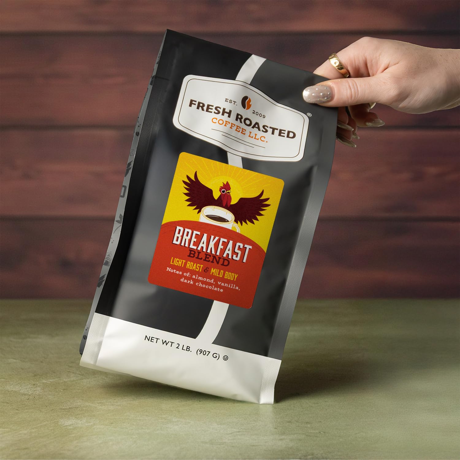 Fresh Roasted Coffee, Breakfast Blend Whole Bean Coffee, Light Roast, Kosher, 2 lb (32 oz)