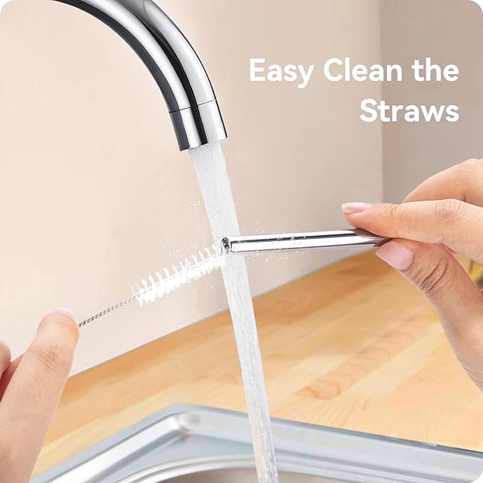 Reusable Stainless Steel Straws with Silicone Tip for Stanley 30oz, Metal Drinking Straws for 30oz Tumbler,3 Bent Tubes & 6 Tips& 1 Cleanr Brush (Black)