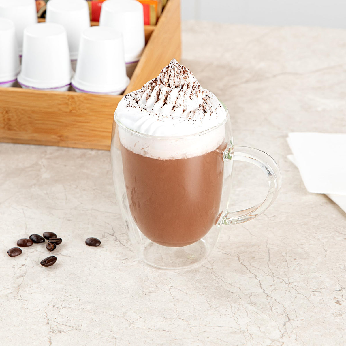 Restaurantware 12 oz Professional Glass Coffee Cup, 2 Pack