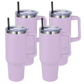 DOMICARE 40 oz Tumbler with Handle and Straw, Stainless Steel Tumbler with Lid and Straw, Reusable Vacuum Insulated Cup, Travel Coffee Mug, Lavender, 4Pack