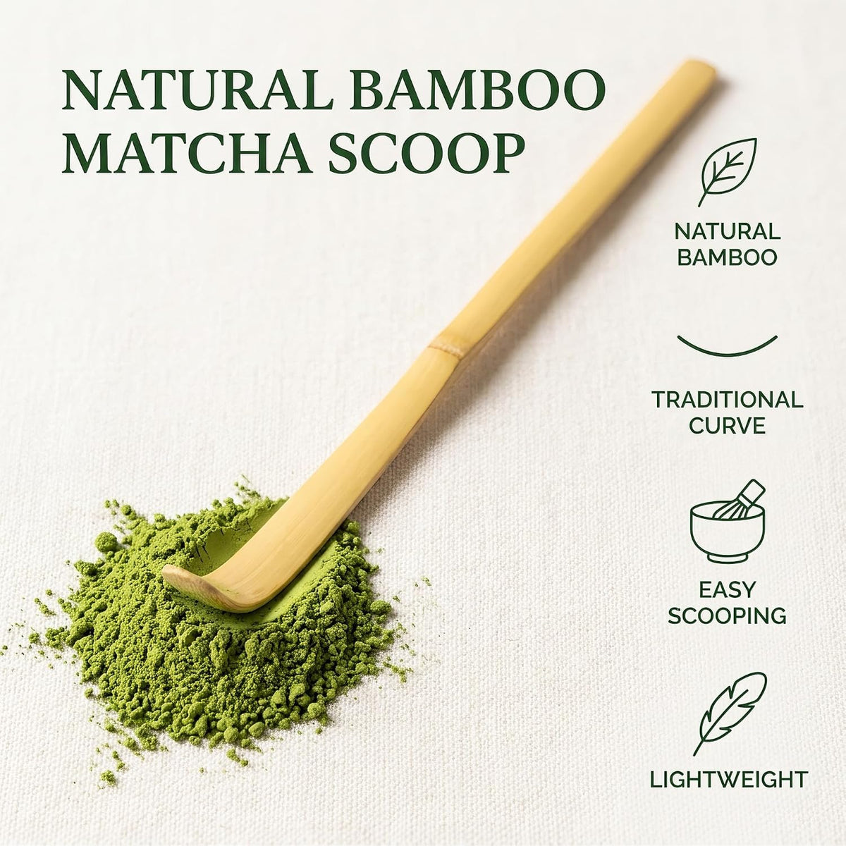 Matcha Scoop Bamboo, Bamboo Matcha Scoop Japanese Chashaku Hooked Green Tea Spoon 18cm Tea Ceremony Utensils for Tea Lover, Tea Scoops, Coffee, Tea and Espresso