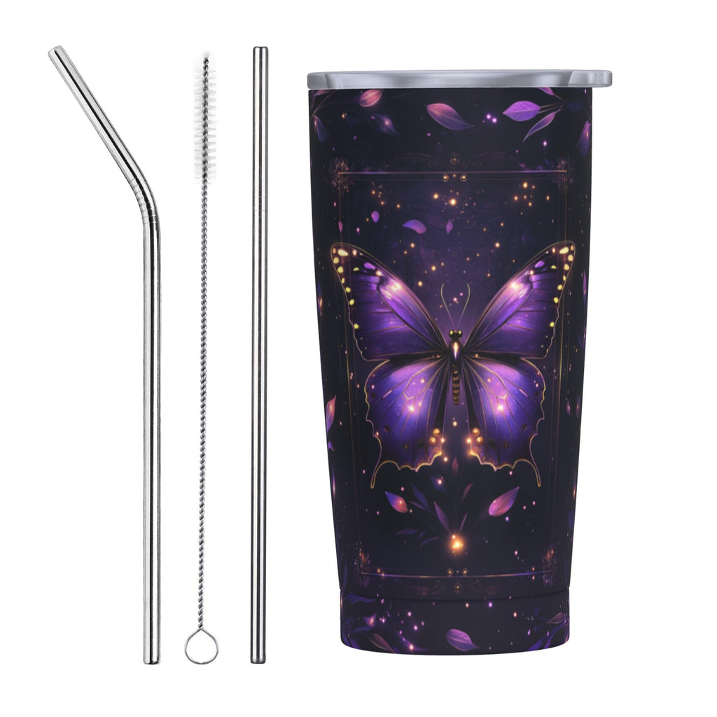 wiuurs Paris Eiffel Tower Tumbler with Lid and Straw 20oz Coffee Tumblers Leakproof Stainless Steel Travel Mug Vacuum Insulated Cup for Iced and Hot