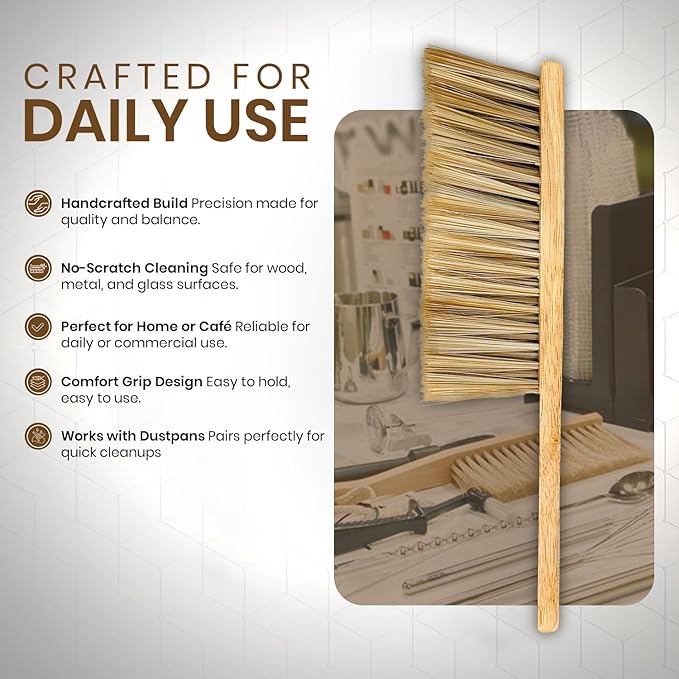 Rattleware 11-in Counter Brush Wood Handle Horsehair Bristle Cleaning Brush