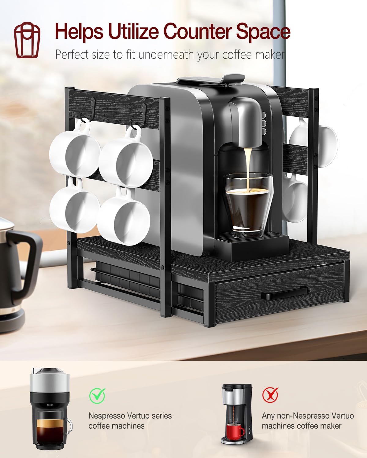 Evermagin Coffee Pod Holder Compatible with Nespresso,Fit 28 Large/56 Small