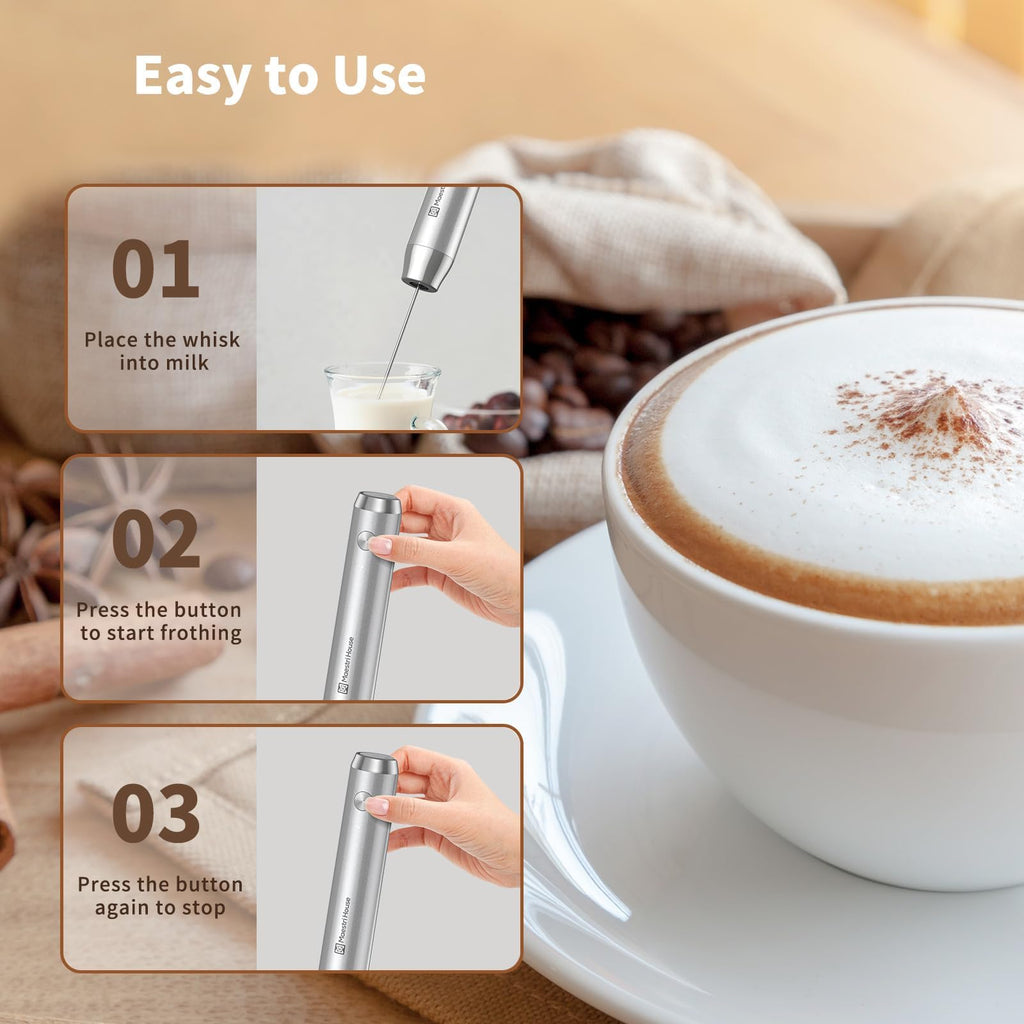 Maestri House LunaFro Rechargeable Milk Frother,Stand & 2 Detachable Whisks
