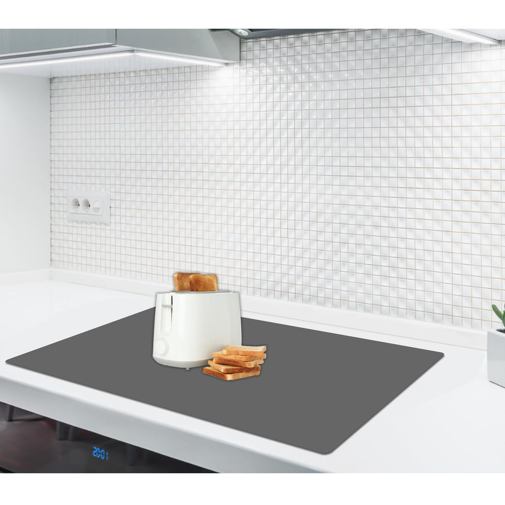 2MM Thick Silicone Countertop Mat, 23.6"x 23.6" Silicone Mats for Kitchen Counter, Nonslip Heat Resistant Mat, Large Kitchen Counter Mats, Waterproof Countertop Protector, Dark Gray