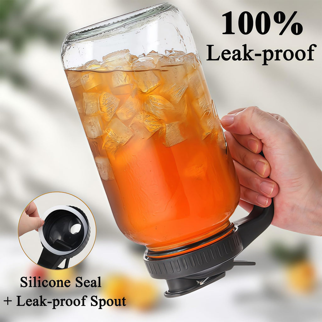 64oz (2 quart) Glass Pitcher with Lid, Mason Jar Pitcher, Glass Container