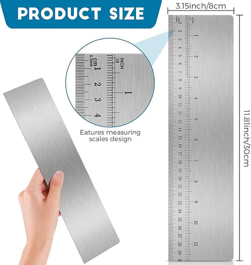 12 Inch Stainless Steel Cake Scraper with Scale, Tall Metal Cake Smoother