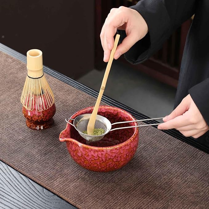 Japanese ceramic matcha bowl. 20 ounce ceramic bowl. Matcha tea bowl. A gift for matcha enthusiasts (red)