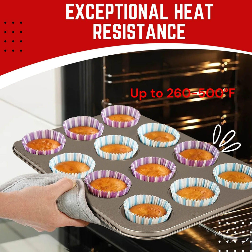 Flexzion 12-Cup Muffin Pans, Nonstick Carbon Steel Bakeware, Gold, 2-Pack