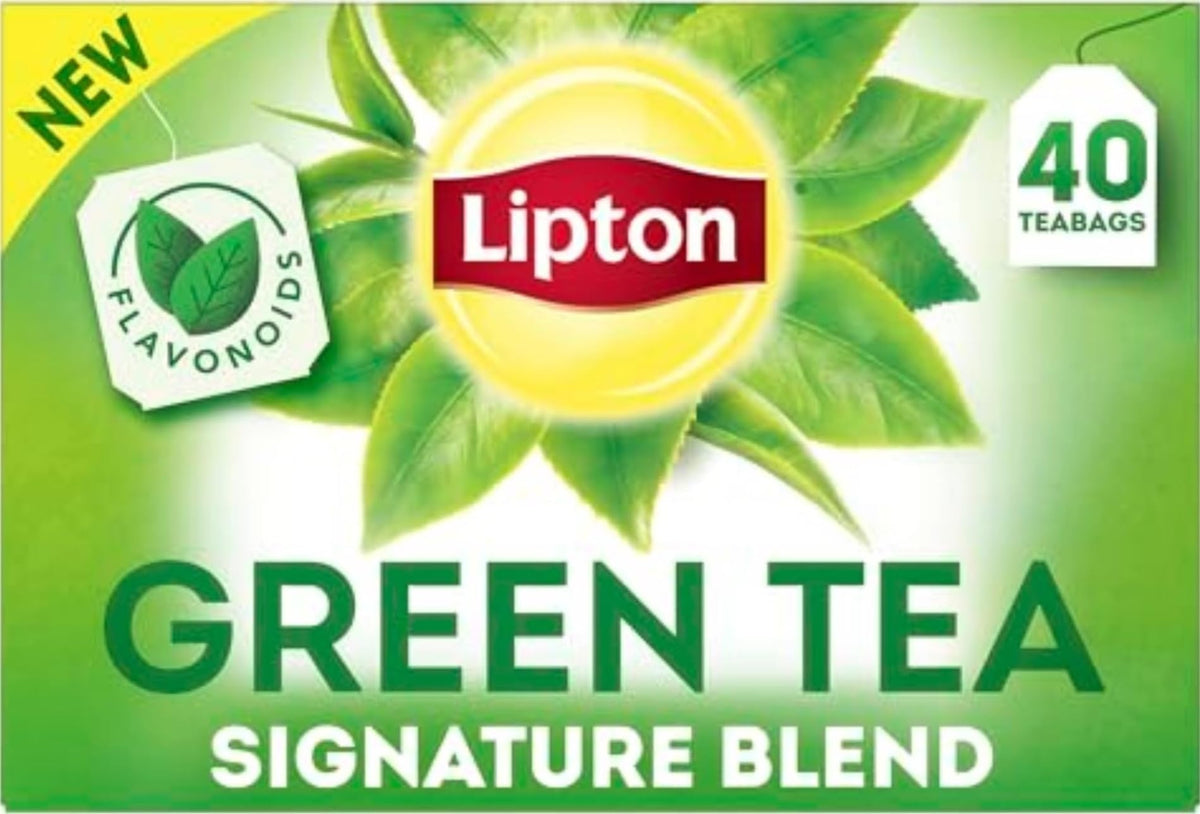 Lipton Signature Blend Green Tea Bags, Unsweetened Teabags for Hot Tea or Iced Tea with Caffeine and Flavonoids, 40 Total Tea Bags