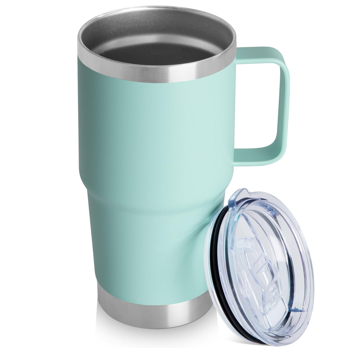 20oz Tumbler with Lid, Stainless Steel Tumbler with Handle, Metal Insulated Travel Coffee Mug with Handle, Double Wall Vacuum Spill Proof Tumbler Cup, Amy Green 1 Pack