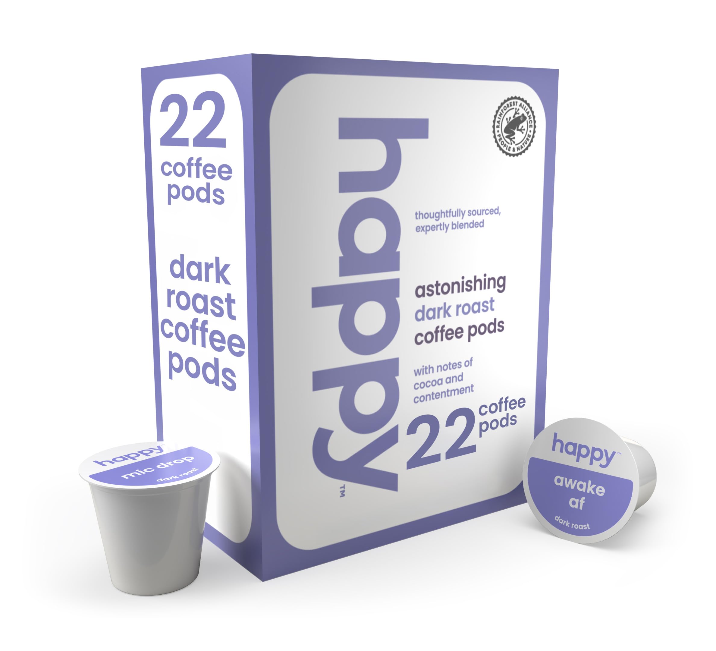 Happy Coffee Dark Roast Coffee Pods, 22 Count