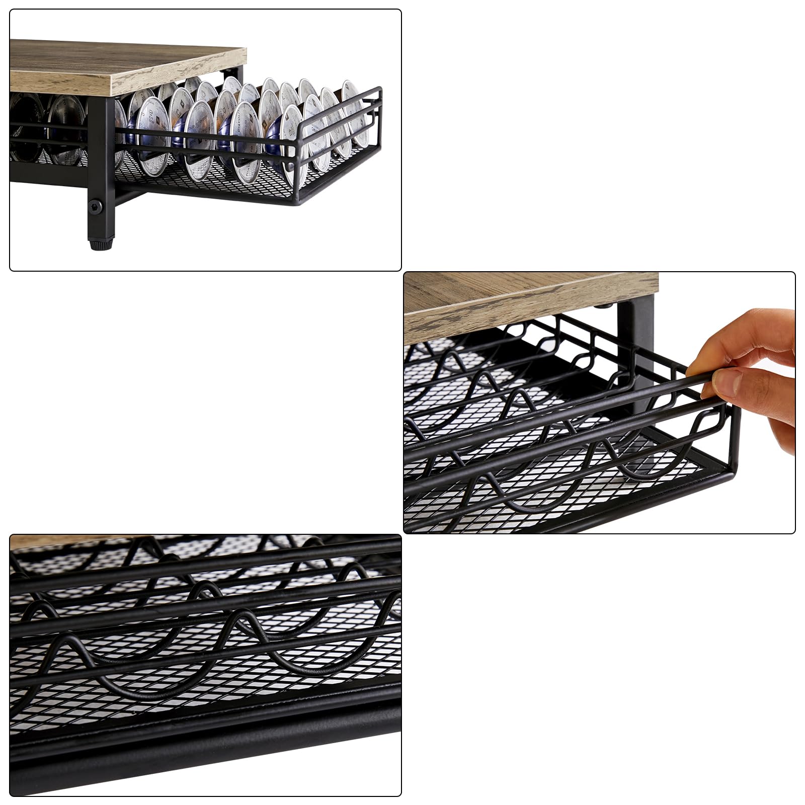 IBUYKE Coffee Pod Drawer Holder for Nespresso Vertuo Pods,Greige TCJ101Y
