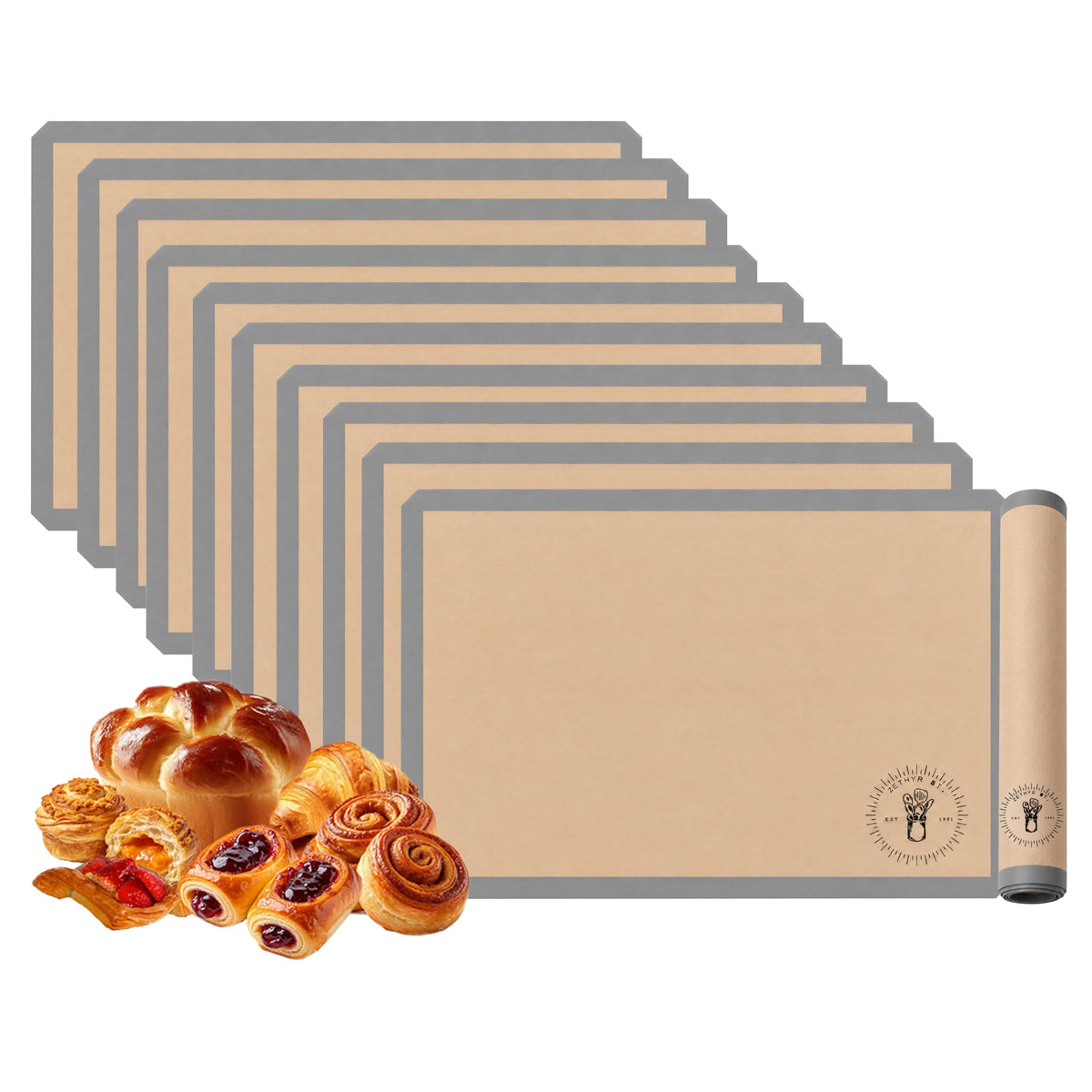 Silicone Baking Mats - 3/4 Size Baking Sheet Liners, Pack of 3, Red
