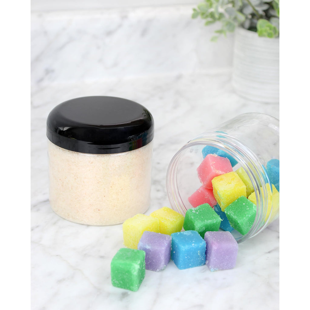 Cornucopia Brands 16oz Clear Plastic Jars w/Domed Lids (6-Pack); BPA Free PET Stackable Straight Sided Canisters for Bathroom & Kitchen Storage