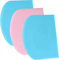 SURDOCA Dough Scraper Bench Scraper - 3P 4.7x3.7" Plastic Flexible Bowl Scraper, Sharp Edge & Angles Cake Scraper. Non-Slip Bakeware Decorating Tools Sculpting & Modeling Tools - Blue+Pink+Blue