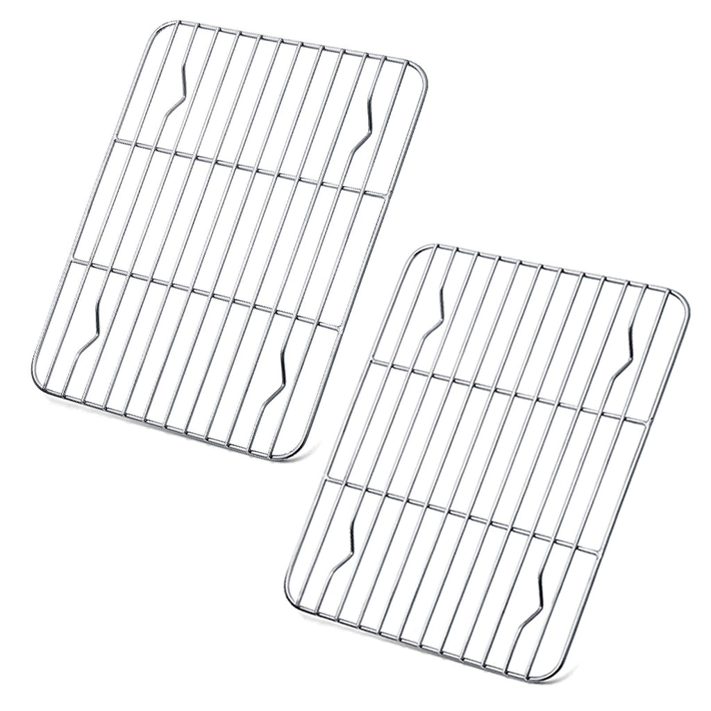 P&P CHEF 9.7" x 7.3" Cooling Baking Wire Racks Pack of 2, Silver