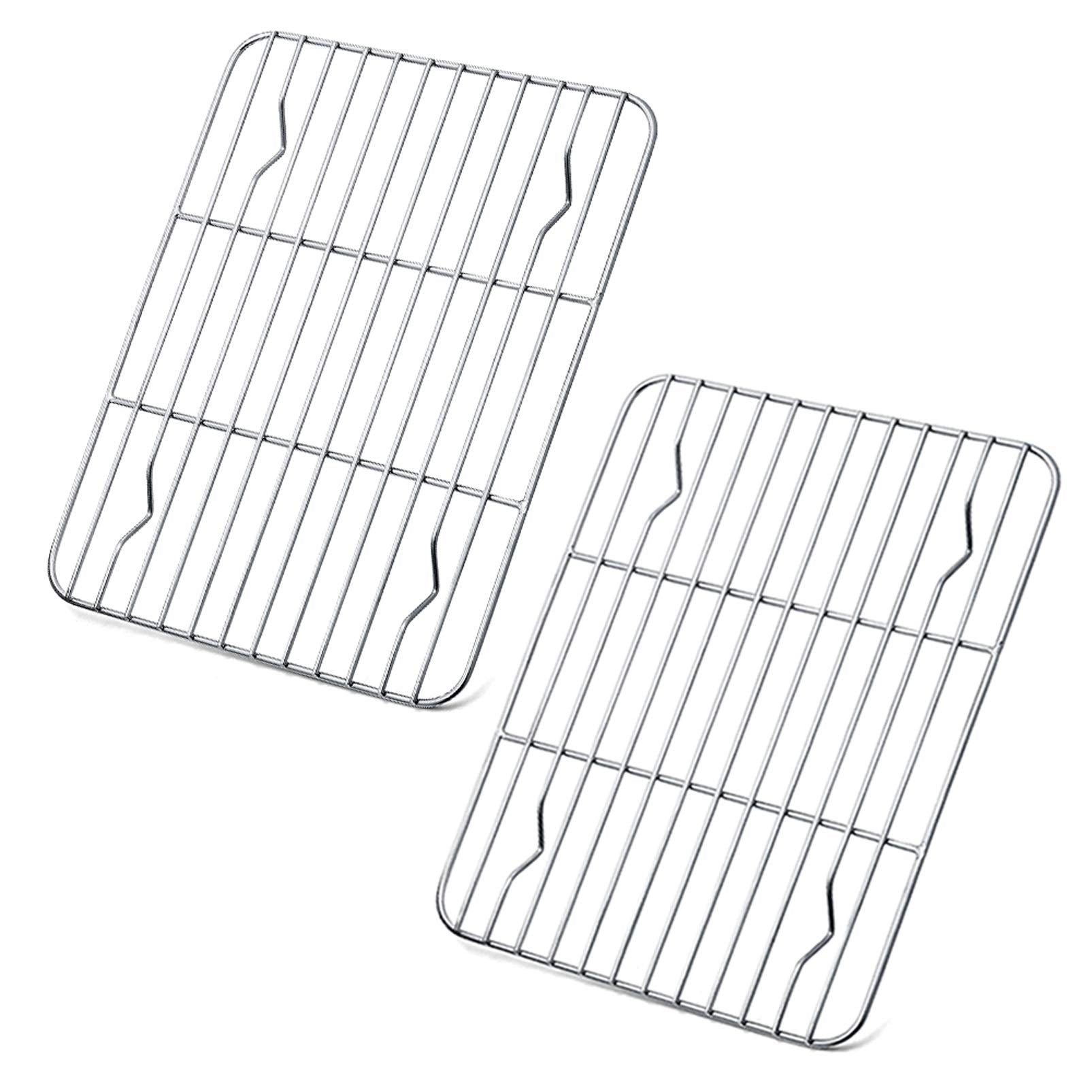 P&P CHEF 9.7" x 7.3" Cooling Baking Wire Racks Pack of 2, Silver