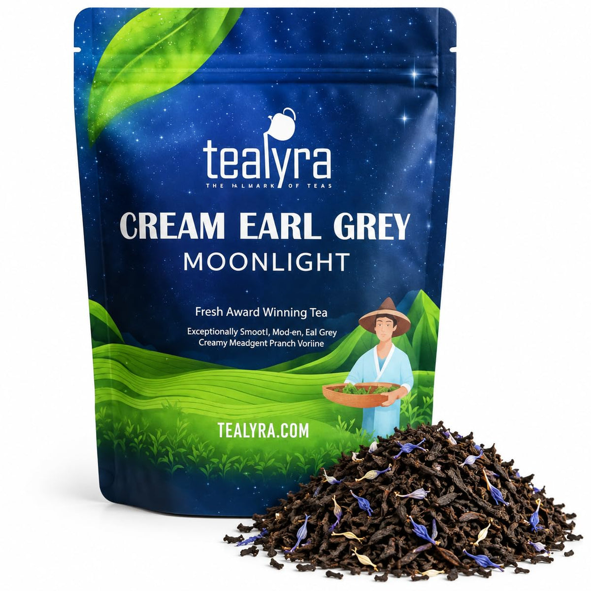 Tealyra | Cream Earl Grey Moonlight Black Tea, 25 Pyramid Tea Bags
