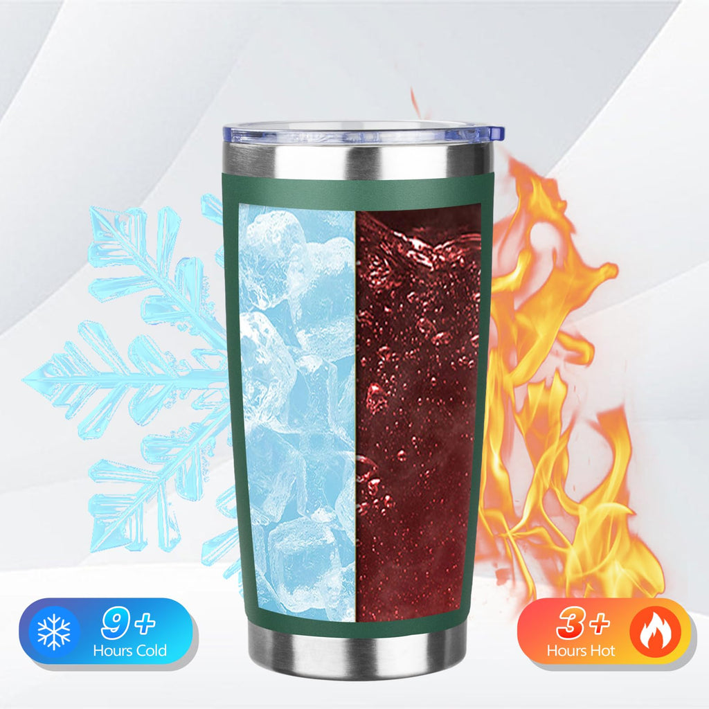 DIW 20oz Insulated Tumbler Travel Coffee Mug with Lid Straw(Dark Green,1)
