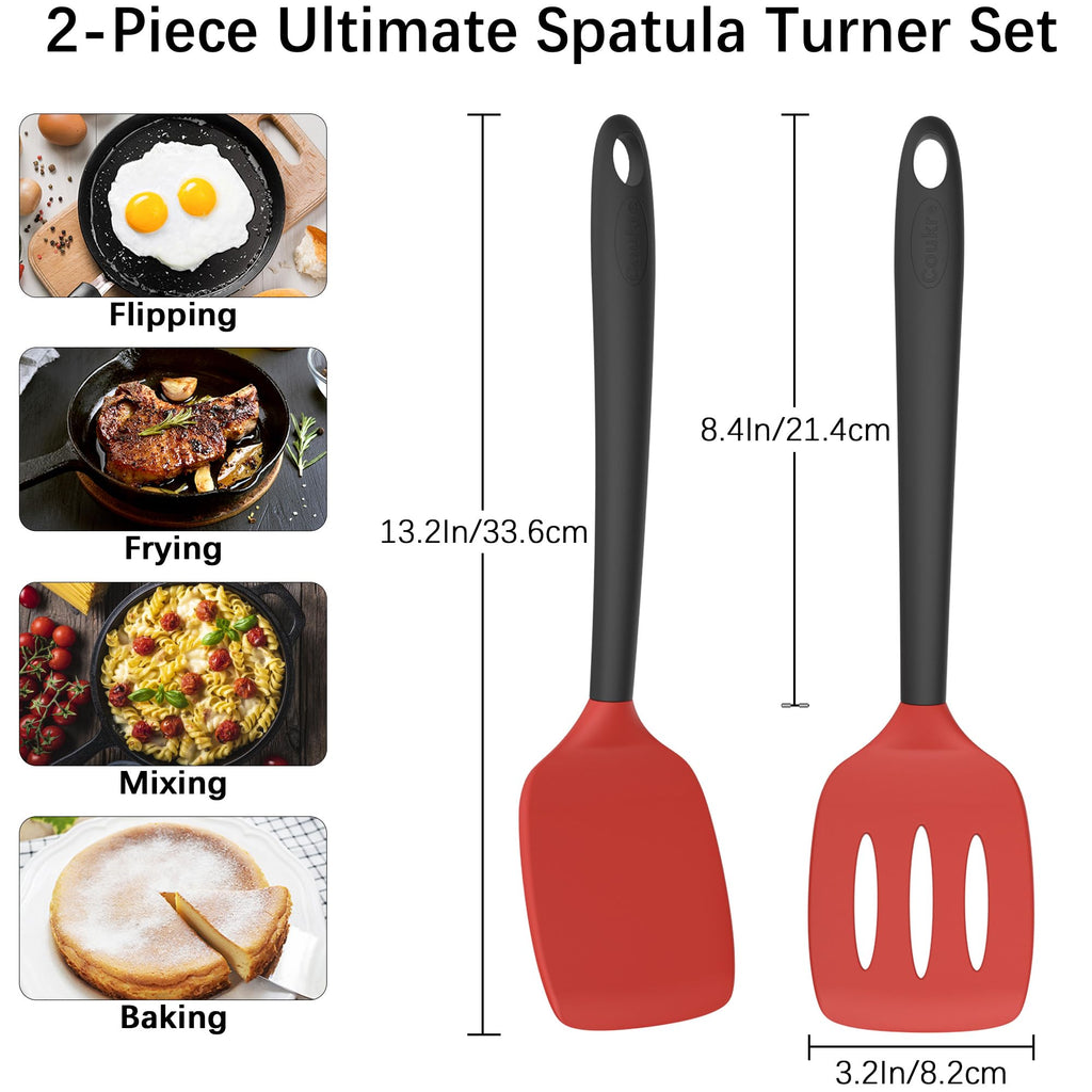 Coukre 2 Pack Silicone Spatula Set,High Heat Resistant, BPA-Free