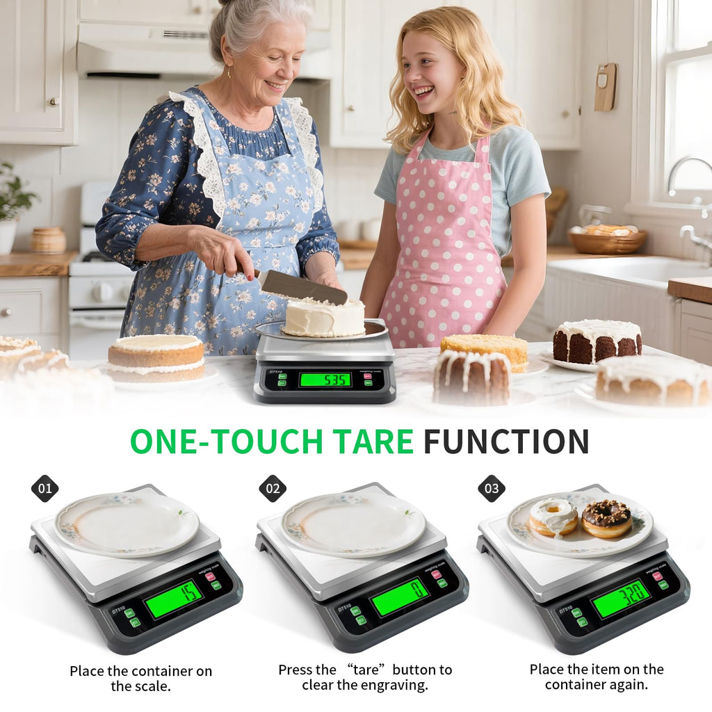 Large Digital Kitchen Scale40kg Stainless Stee with 6 Unit Tare PCS Funtion