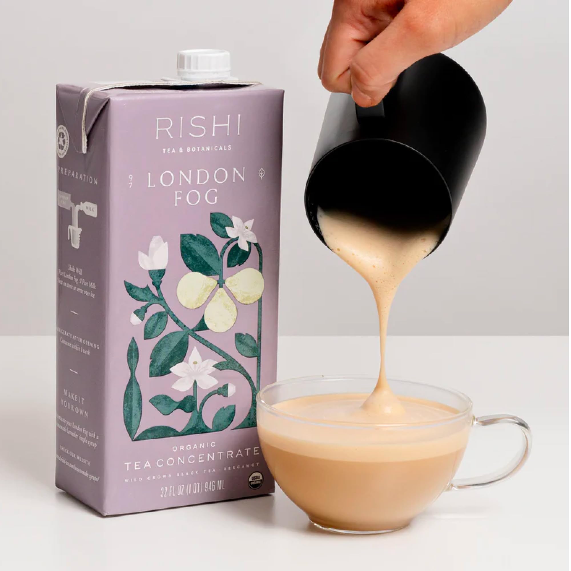 Rishi Tea London Fog Latte, Organic Black Tea Concentrate, 96 Fl Oz