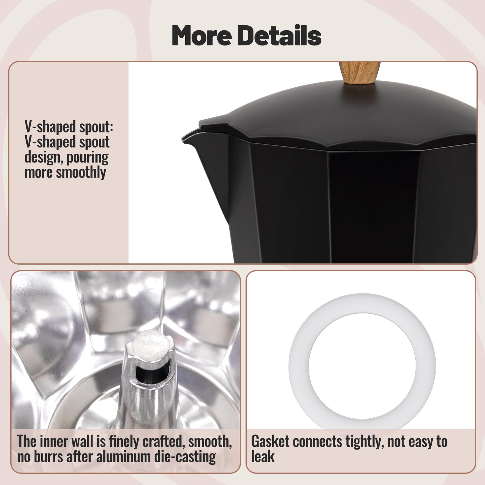 Vaolvpant 12 Cup Aluminum Moka Pot Classic Stovetop Espresso Coffee Maker 600ml 20oz Coffeemaker Percolator Mocha Pot Greca Coffee Maker Cafe Makers for Italian and Cuban Café Brewing Black