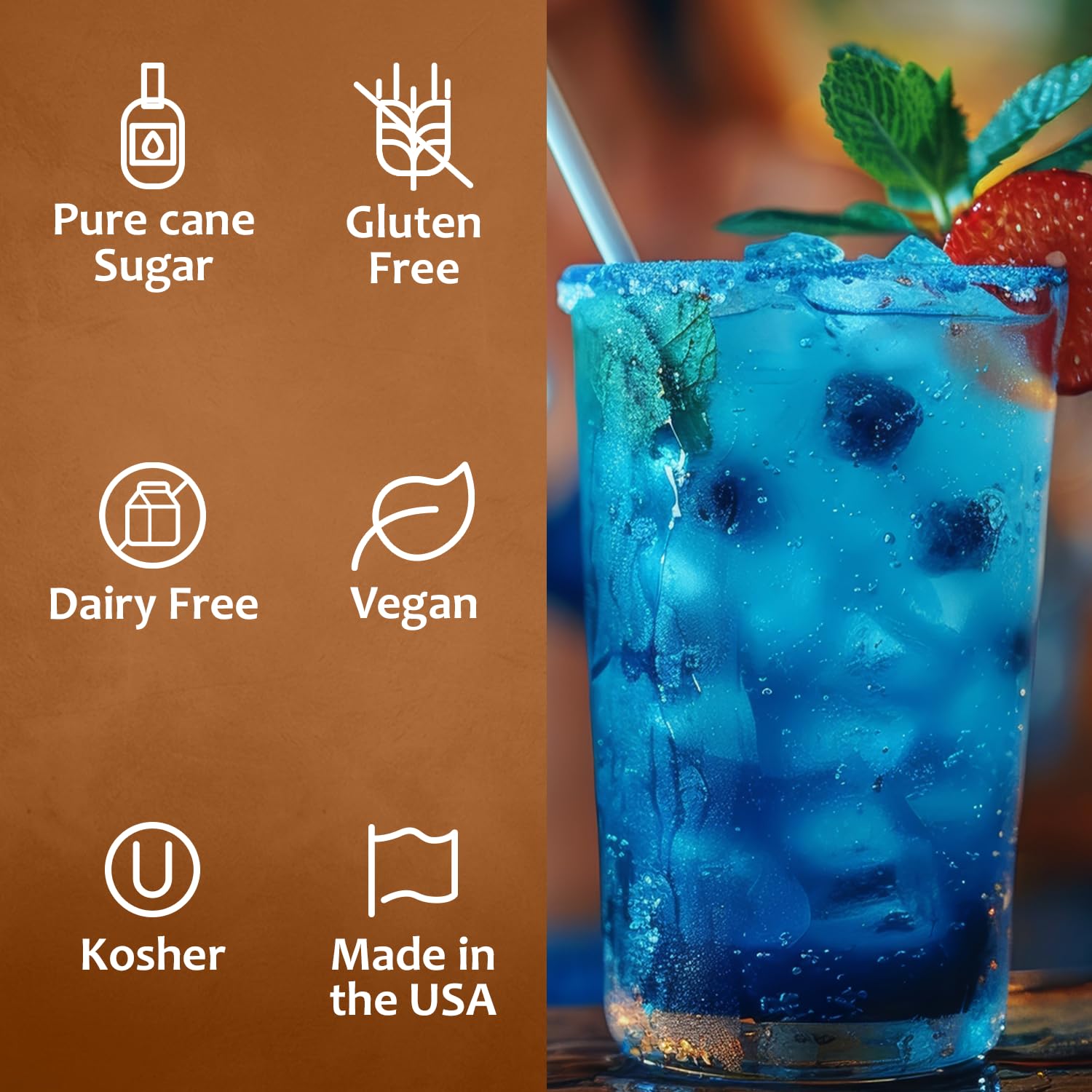 Syruvia Blue Raspberry Syrup, Flavored Syrup for Cocktails, Fruit Drinks, Lemonades, and Desserts – 25.4 fl oz