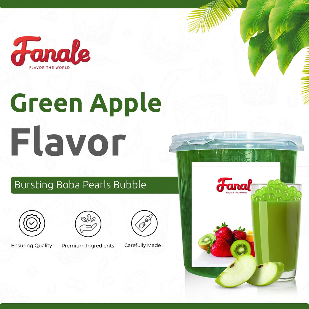 Fanale Green Apple Popping Boba Pearls for Bubble Tea and Drinks, 7 Pounds