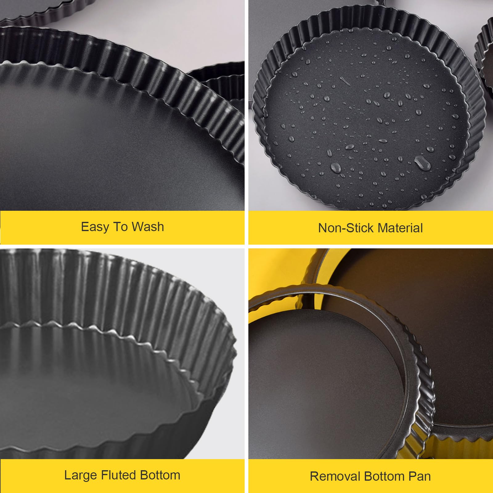Mooisco Tart Pan Removable Bottom 8 Inch Tart Pans Round Nonstick Quiche Pan Carbon Steel Quiche Baking Dish with Fluted Edges Fruit Tart Molds for Baking Pie Mold Pizza Chiffon Cake Dessert