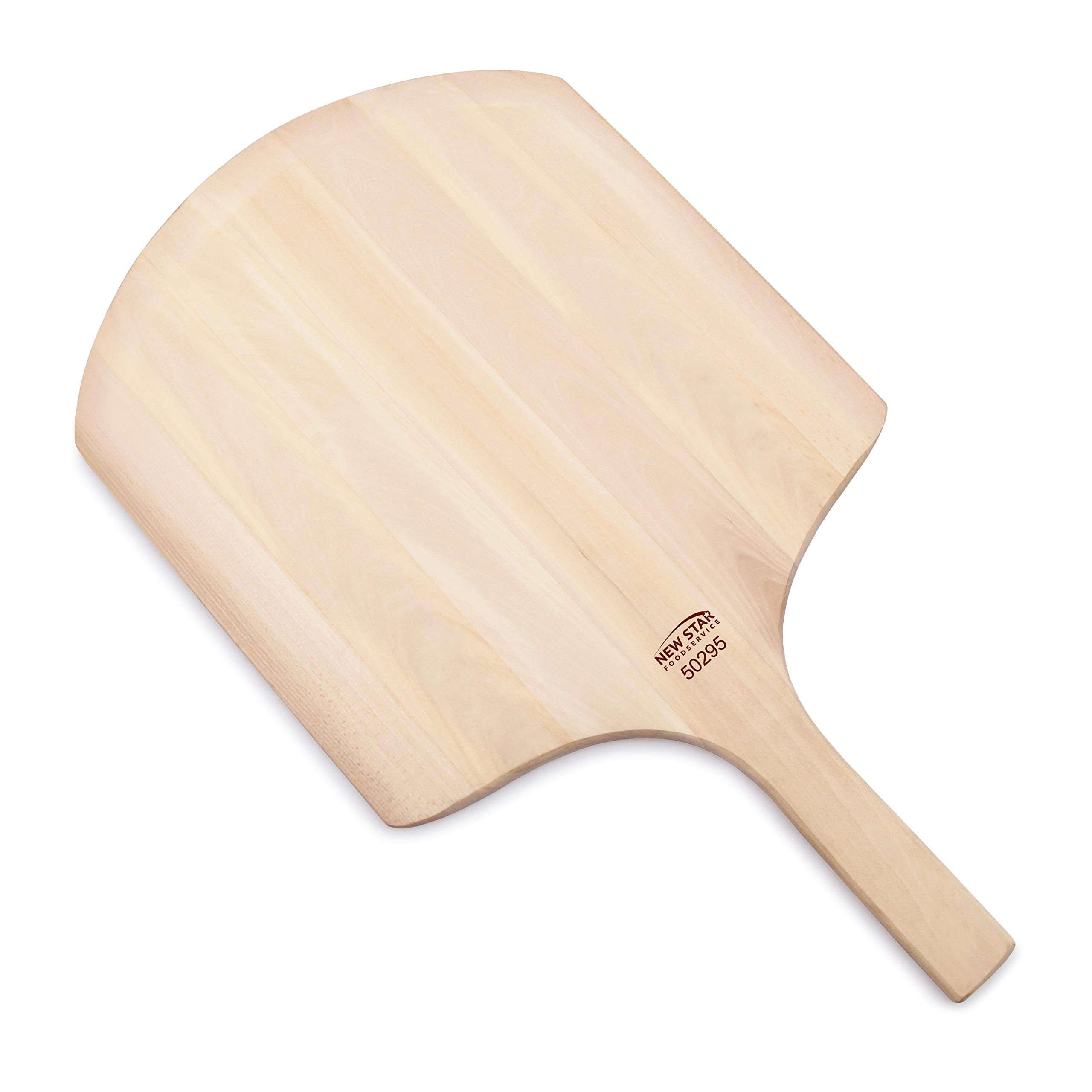 New Star Foodservice 50295 Restaurant-Grade Wooden Pizza Peel, 16" L x 14" W Plate, with 8" L Wooden Handle, 24" Overall Length