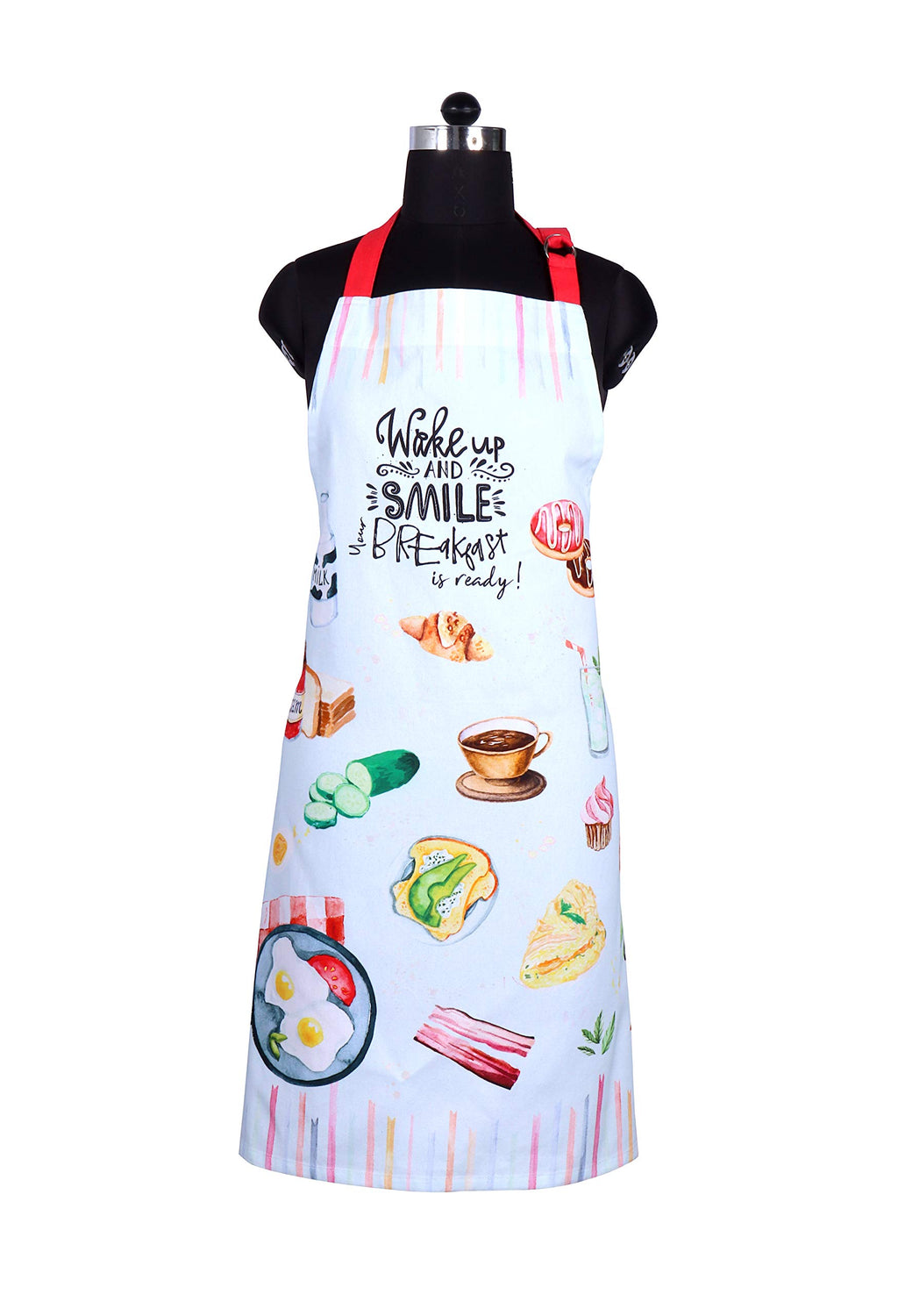 AMOUR INFINI Aprons for Women Cotton Washable Breakfast Apron 27.5 x 33 Inches Adjustable Strap & Waist Ties for Baking Cooking Gardening Spring Apron
