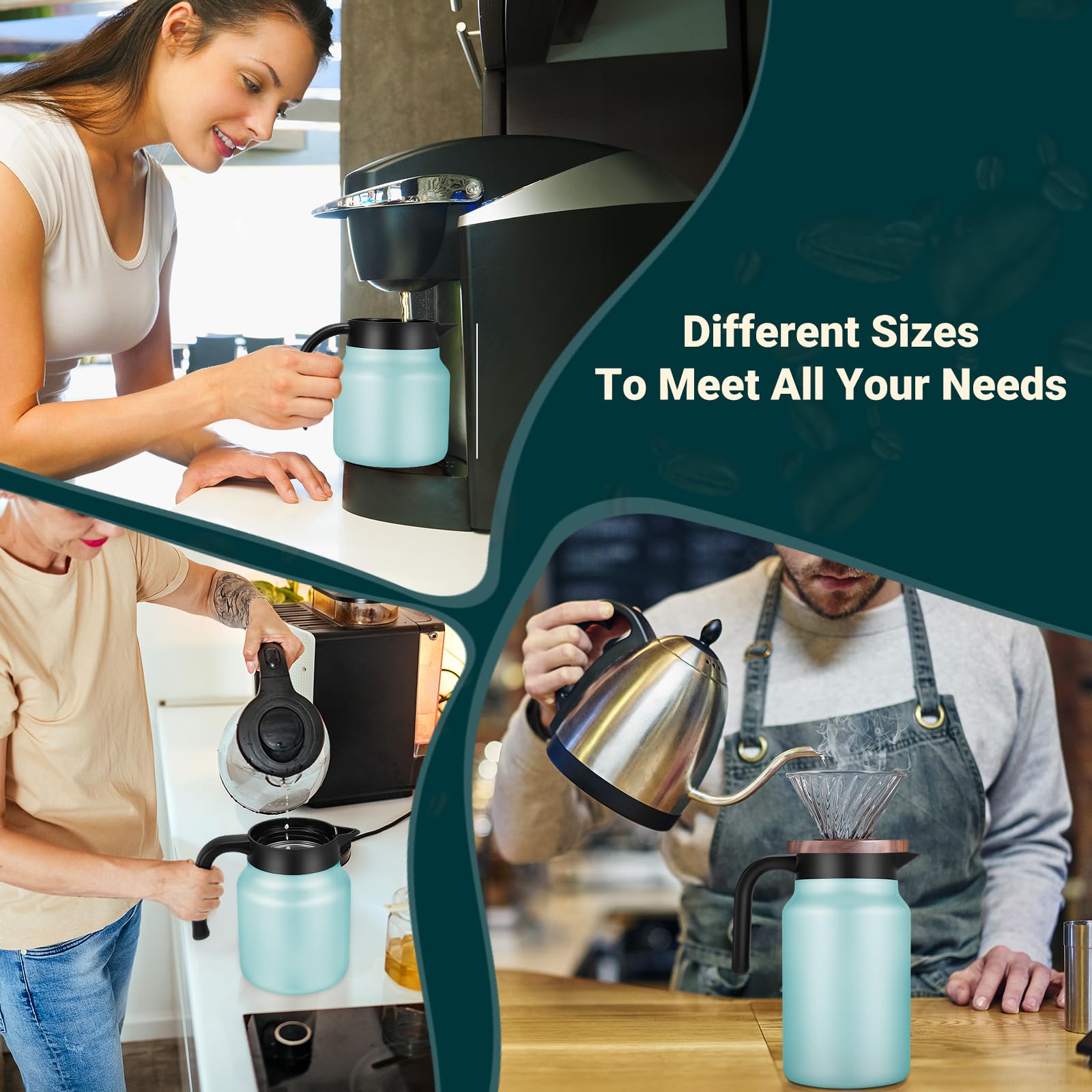 WYHVAND Small Insulated Coffee Carafe, 27 oz, Keeps Hot for 12H, Blue