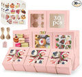 OAMCEG 30 Pack Cookie Boxes with Window, 6x6x3 Inches Pink Cupcake Boxes, Bakery Treat Boxes with Stickers & Twine for Pastry, Desserts, Strawberries, Cupcakes, Gift Giving