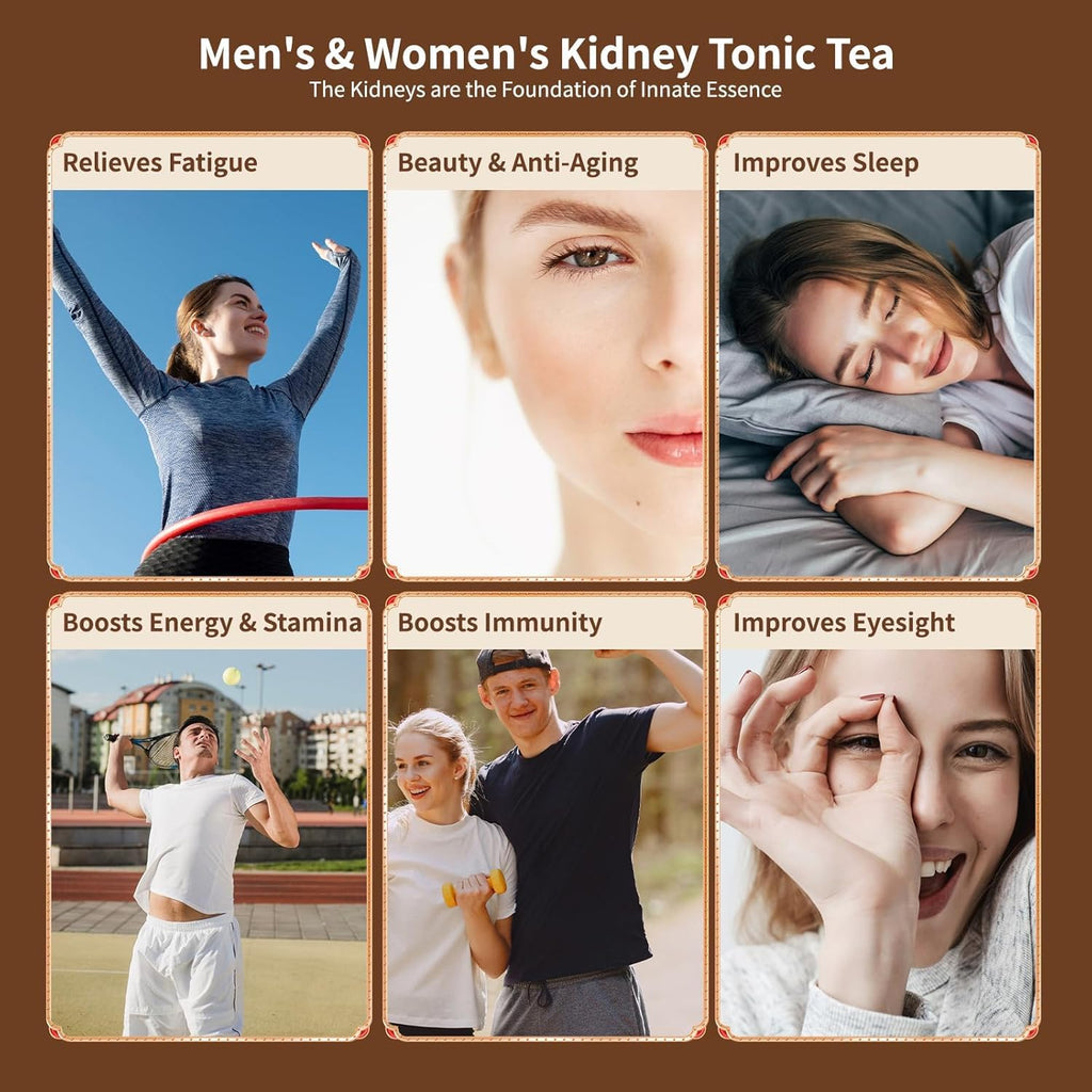 Ginseng Five Treasures Kidney Tea, Traditional Chinese Herbal TeaBags, Natural Kidney Cleanse Detox Tea for Women & Men, 7 Precious Ingredients Formula (2 Pack/50 Bags)